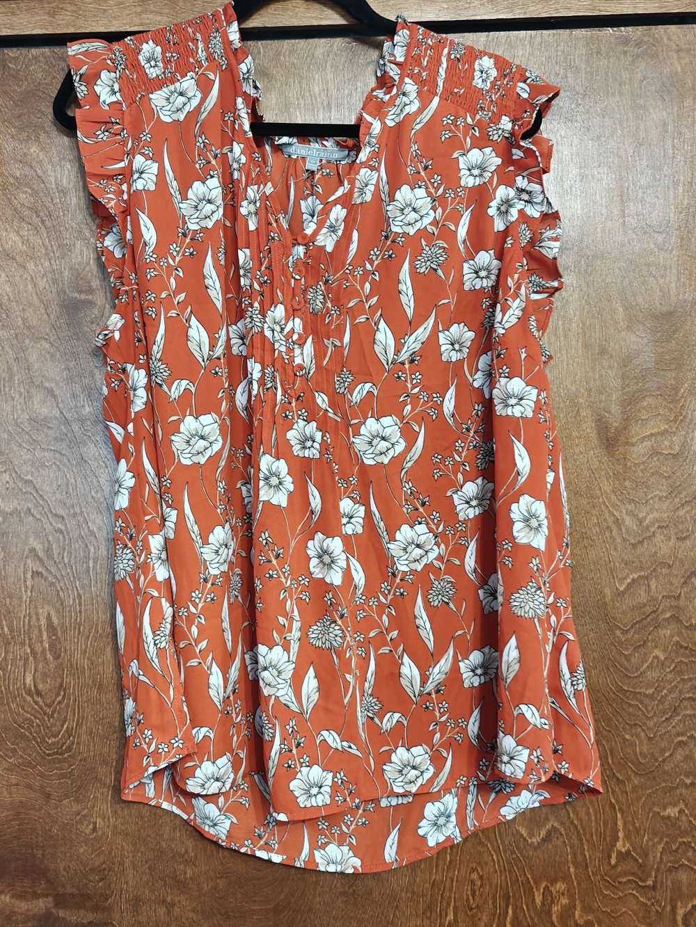Daniel Rainn Orange Floral Ruffle-Sleeve Camisole
